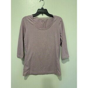 Eddie Bauer Women's Purple Striped 3/4 Sleeve Top, size Small